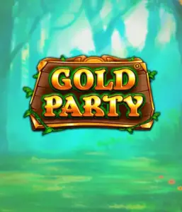 Discover the enchanted forest of Gold Party slot by Pragmatic Play, highlighting a charming wooden sign engraved with golden letters. The background features a misty green forest which adds a sense of mystery to the game's theme. Ideal for players who love enchanted forest settings, promising a captivating escape. 